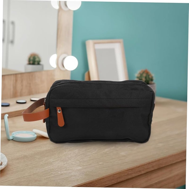 Large Capacity Black Portable Makeup Bag Organizer Travel Cosmetic Pouch Foldable Hanging Toiletries Bag - Image 4